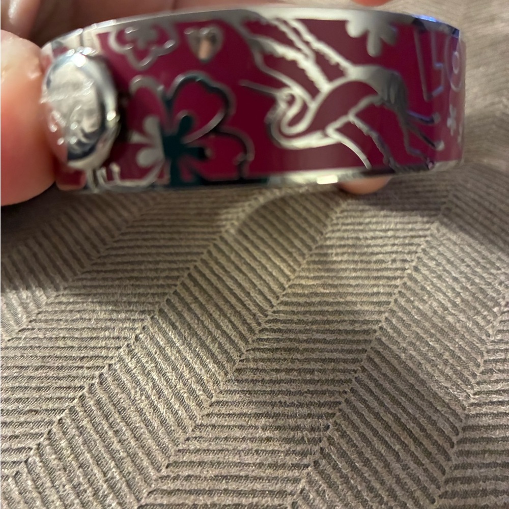 Johnny Was Fuchsia Love Hinged Bracelet New w Tags Silver Tone - Picture 3 of 6